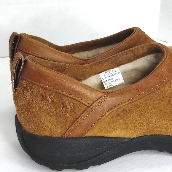 L.L.Bean Suede Shearling Slip-on Mocs women's 7 EUC - Picture 3 of 8